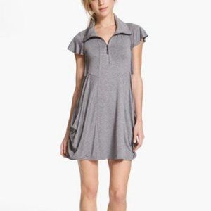 Kensie Women's Drapey French Terry Dress with Pockets, Heather Grey, Size Small